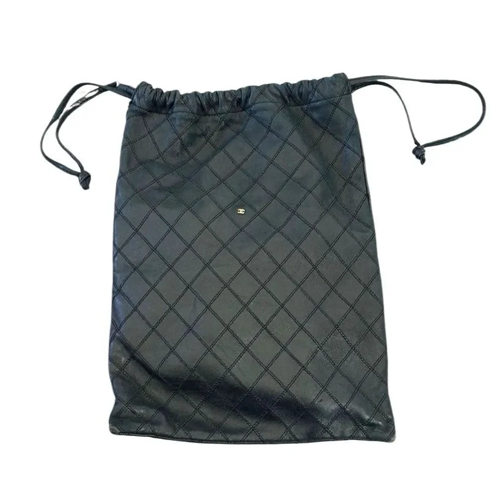 CHANEL Black Drawstring Bag